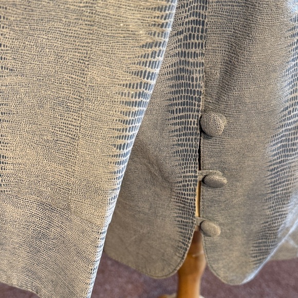 Vintage Chic Bettina Rizzi Light Blue Leather Snake Embossed Women's Jacket - Picture 3 of 9